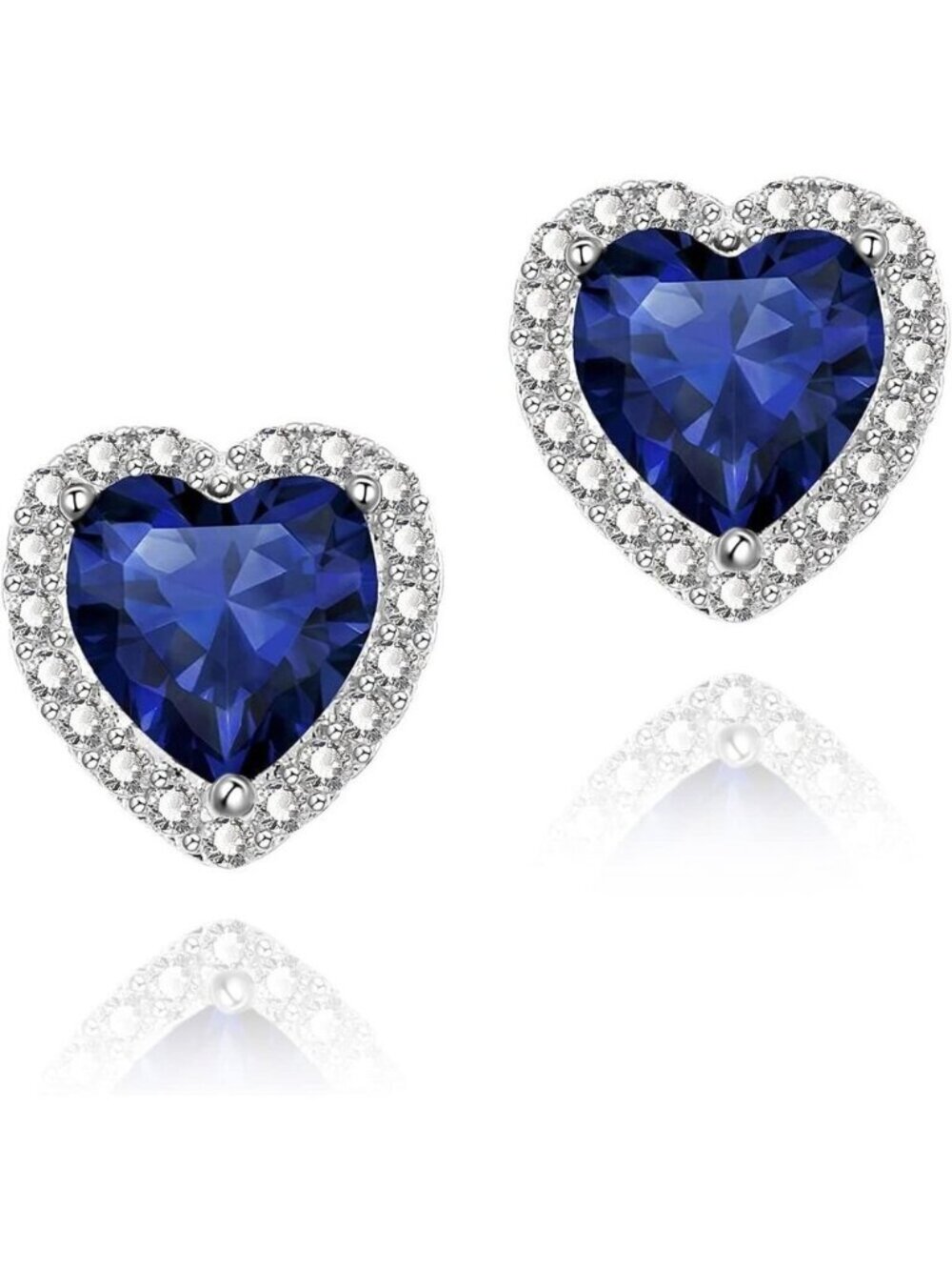 Women's Heart Blue Elegant Mall Dainty Halo Birthstone Cubic Zirconia Earring